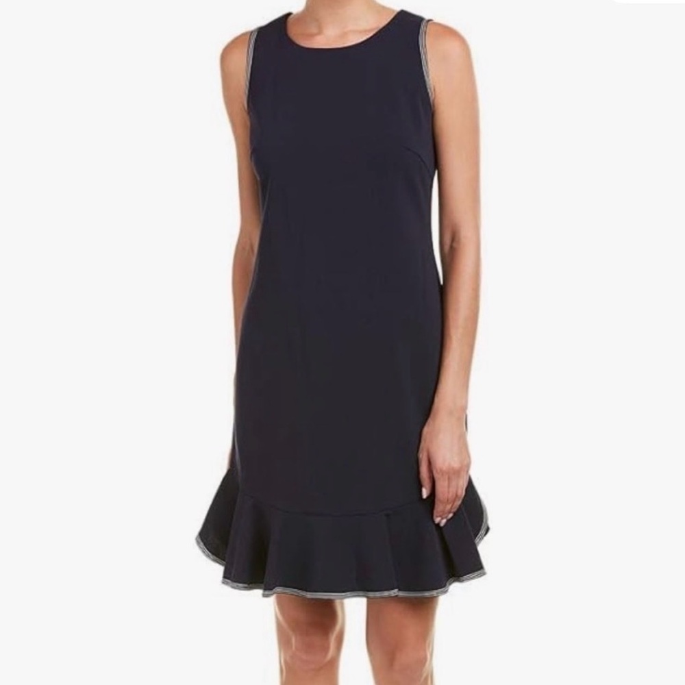 Sharagano Navy Blue Ruffle Dress